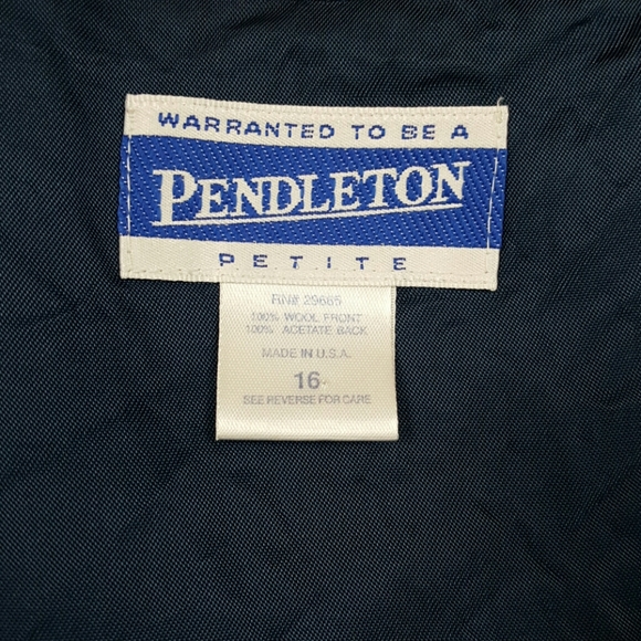 Vintage Pendleton women wool vest button up check blue green women size 16P - Picture 5 of 5